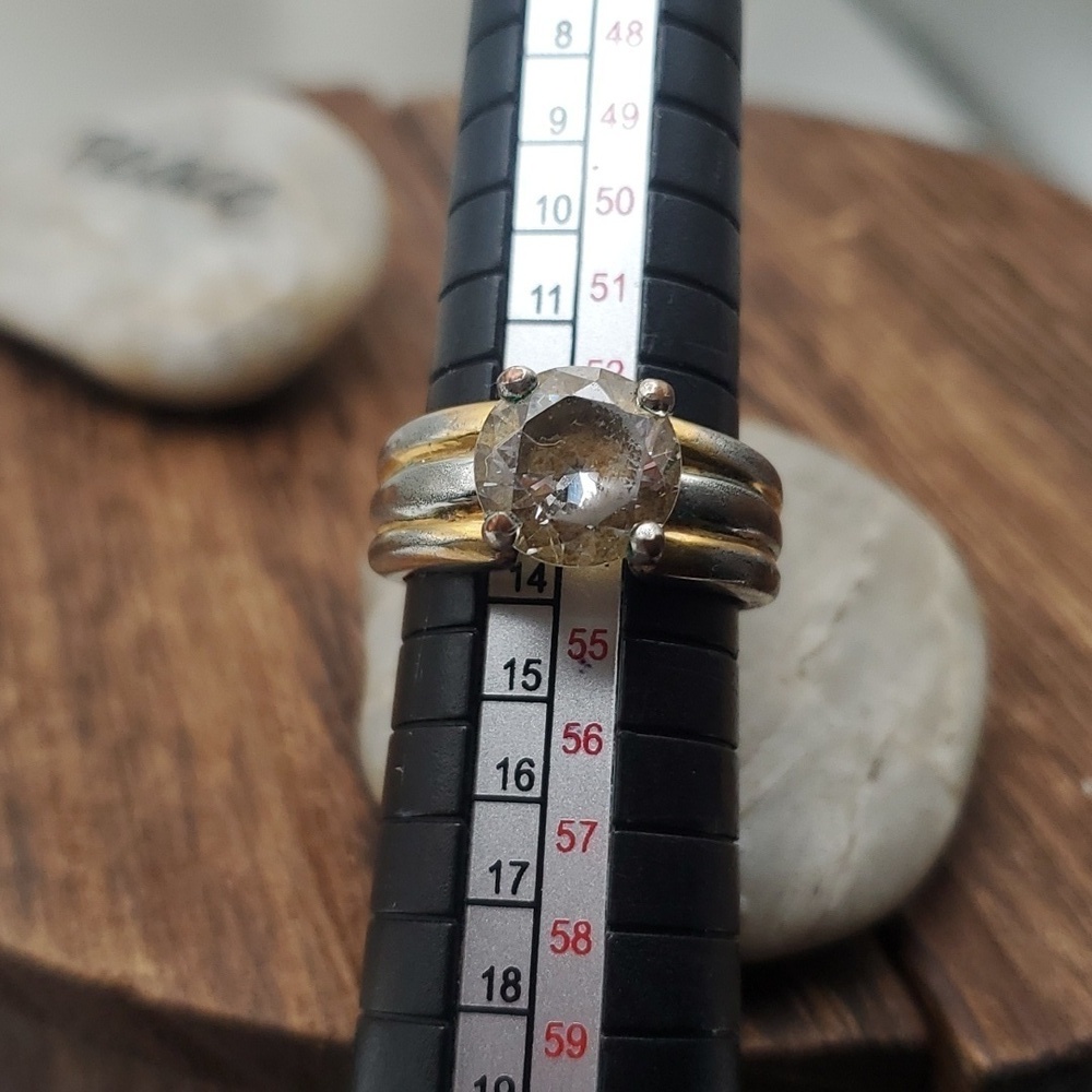 Size 7 R524 brass clawfoot ring 3ct‎ crystal cz